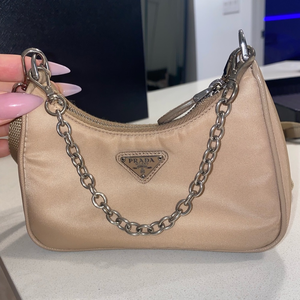 PRADA  Tessuto Nylon Mini Re Edition 2000 shoulder bag cameo beige